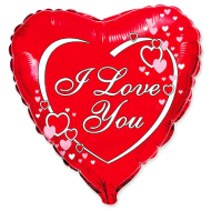 Фольгированный шарик сердце "I Love You" 18"/45см с гелием